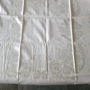 Vtg Rose Pink Damask Tablecloth Floral Cotton Rayon Shabby MCM Japan 52x74 NOS